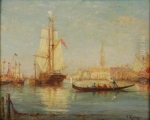 Gondoles Et Voiliers Devant Le Palais Des Doges