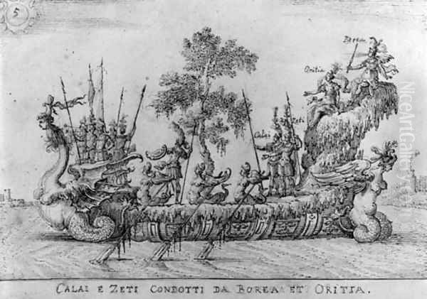 The galley of Calai and Zeti propelled by Boreas and Oreithyia - view 1
