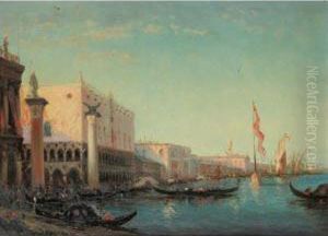Le Palais Des Doges A Venise [ ;
 Venice, The Doge's Palace ; Oil On Canvas Signed Lower Left]