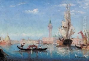 Gondoliere Im Bacino Di San Marco.