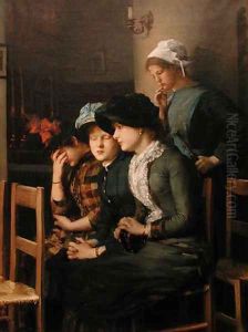 Young girls at church by Marie, Mrs Dujardin-Beaumetz Petiet