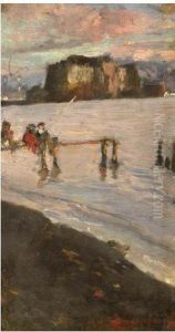 Scorcio Del Golfo Di Napoli by Antonio Mancini