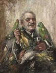 A Man With Parrots In A Tavern
