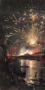 Fuochi D'artificio A Castel Sant'angelo by Antonio Mancini