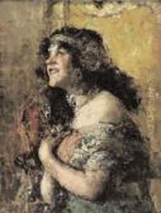 Donna In Costume Orientale by Antonio Mancini
