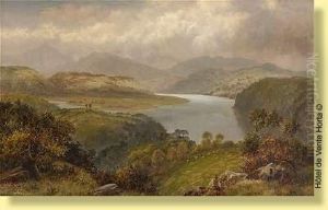 Vue Plongeante Sur Une Vallee Lacustre by William Henry Mander