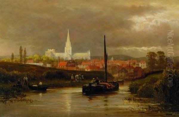 River Barges And Distant City - view 1