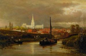 River Barges And Distant City