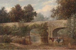 Cattle Watering Beneath A Bridge by William Henry Mander