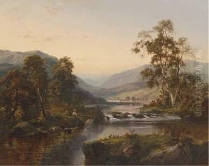 Figures By A River In A Mountainous Landscape