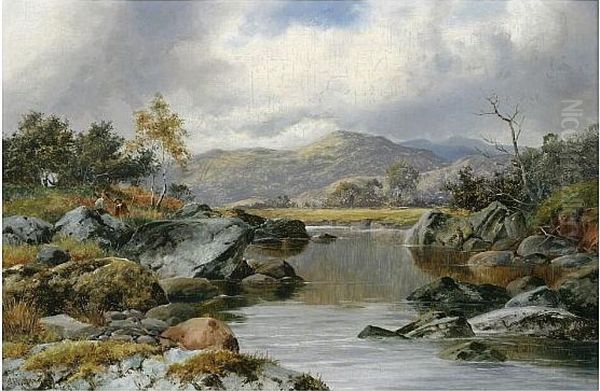 River Landscape With Anglers - view 1