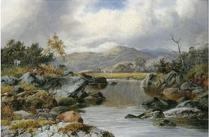 River Landscape With Anglers by William Henry Mander
