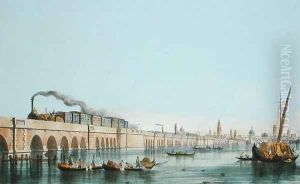 Bridge over the Lagoon, from Views of Principal monuments in Venice, published c.1850