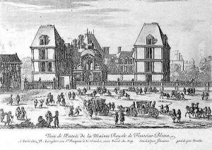 Entrance to the Royal Palace of Fontainebleau, engraved by Nicolas 1631-c.93 or Adam 1638-95 Perelle, pub. by Nicholas Langlois by Adam Perelle