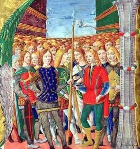Historiated initial N depicting St. Maurice and the Theban Legion, Lombardy School, c.1499-1511 by Alessandro Pampurino