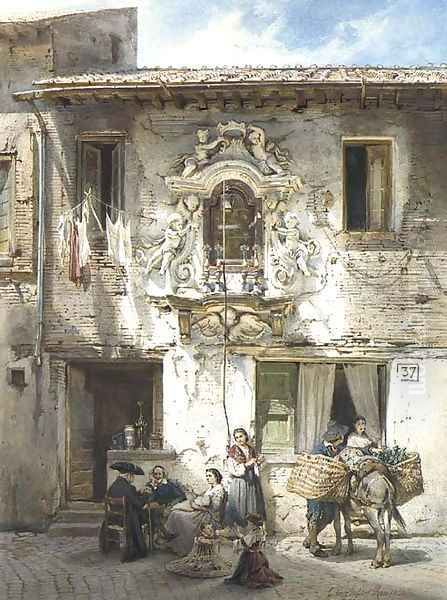 A Roman house with an edicola in a baroque surround - view 1