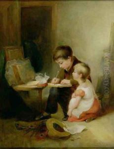 Two Children at Drawing Lessons by John Frederic Passmore