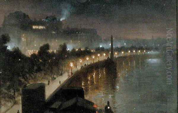 The Embankment and Cleopatras Needle at Night, London, c.1910 - view 1