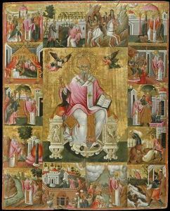 Icon of St Spyridon with Scenes of his life by Theodoros Pulakis