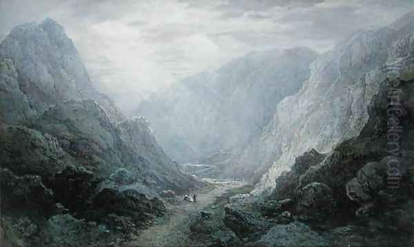 Figures Resting On The Pathway Through A Rocky Gorge - view 1