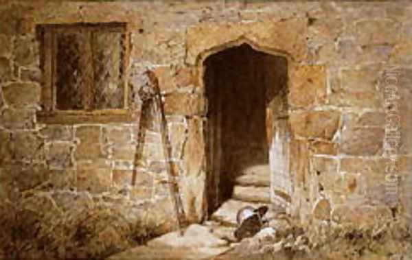 After the battle - a helmet before a stone gothic doorway, 1855 - view 1