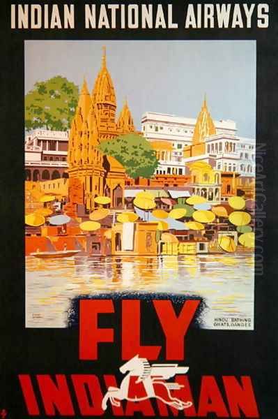 Fly Indiaman, poster advertising Indian National Airways, c.1938 - view 1