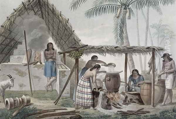 View of a Distillery on the Island of Guam, from Voyage Autour du Monde sur les Corvettes de LUranie 1817-20 engraved by Pomel, published 1825 - view 1