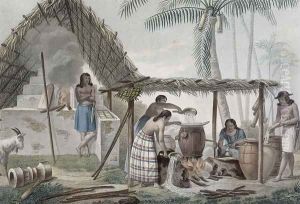 View of a Distillery on the Island of Guam, from Voyage Autour du Monde sur les Corvettes de LUranie 1817-20 engraved by Pomel, published 1825