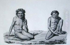 Port Jackson, New Holland Aborigines from the Blue Mountains, from Voyage Autour du Monde sur les Corvettes de LUranie engraved by Forget, published 1825 by Alphonse Pellion