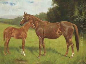 Opera, a chestnut mare with a foal by George Paice