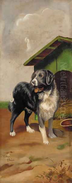 Toby, before a kennel - view 1
