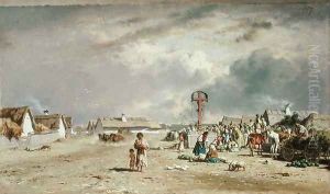 The Market at Szolnol, Hungary by August Xaver Karl von Pettenkofen