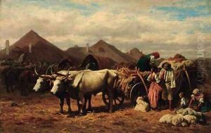 Loading a wagon by August Xaver Karl von Pettenkofen