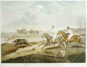 Hog Hunting The Tired Pig, engraved by S.W. Fores 1785-1825 c.1840 by Platt, Captain John