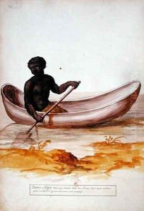 Young negro in a canoe in the Caribbean, from a manuscript on plants and civilization in the Antilles, c.1686