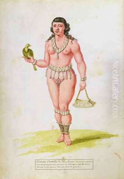 Native of the Caribbean with a parrot, from a manuscript on plants and civilization in the Antilles, c.1686 - view 1