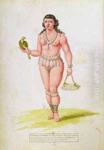 Native of the Caribbean with a parrot, from a manuscript on plants and civilization in the Antilles, c.1686 by Charles Plumier