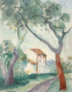La Maison De La Mere Feraud A Saint-tropez by Henri Charles Manguin