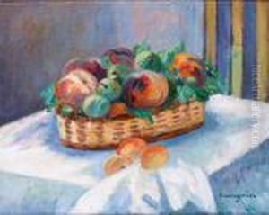 Corbeille De Prunes Et Peches