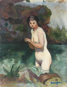 Jeanne Debout Dans Le Bassin A Cassis by Henri Charles Manguin