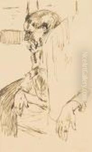 Femme Accoudee Et Etude De Main