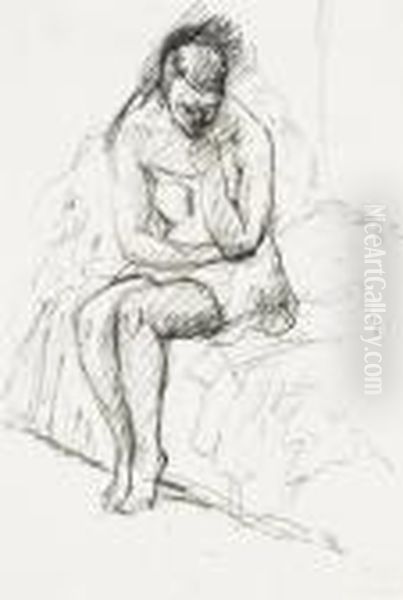Femme Assise Sur Un Lit - view 1