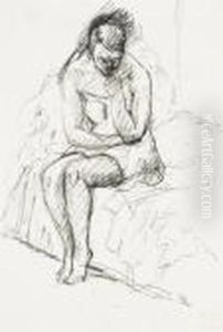 Femme Assise Sur Un Lit