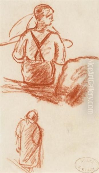 Homme Assis De Dos, Femme Debout - view 1