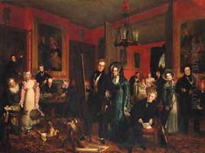 Group portrait of the artist and other members of the Partridge family, in his studio by John Partridge