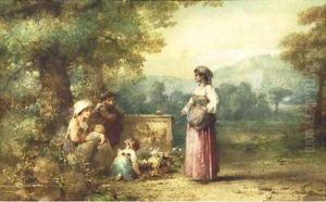 A family in the Campagna by Karel Frans Philippeau
