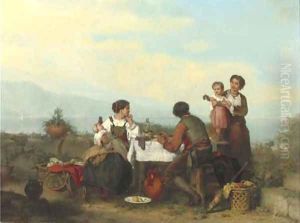 A lazy afternoon at the lakeside by Karel Frans Philippeau