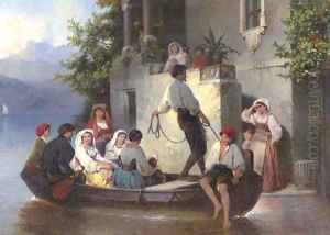Gita sul lago by Karel Frans Philippeau
