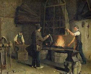 Interior of the Forge, 1837 by Rosine Parran