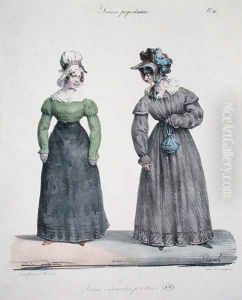 Caricature of a jealous mistress with her servant, plate number 40 from the Scenes Populaires series, engraved by Langlume, c.1820
